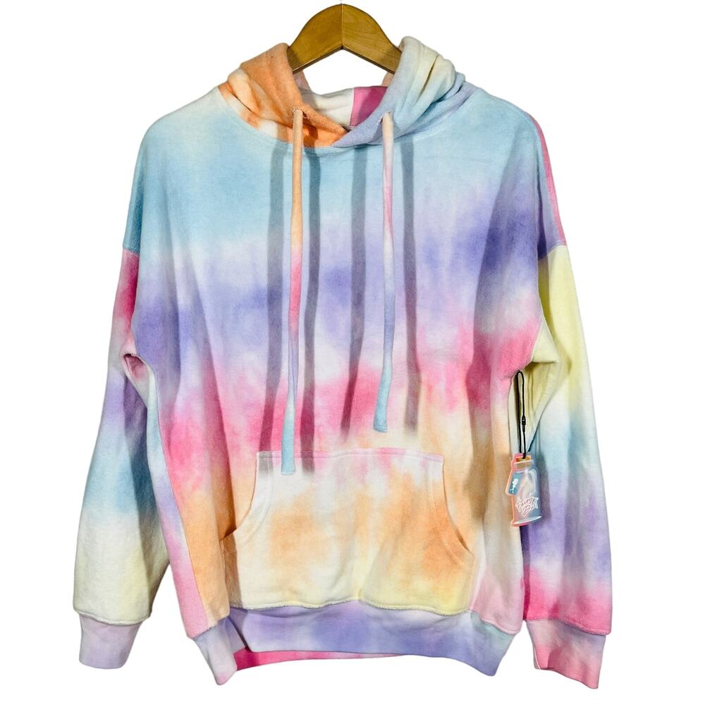 NEW! Fairy Dust Tie Dye Sweatshirt Soft Fuzzy Long Sleeve Hoodie Casual - S